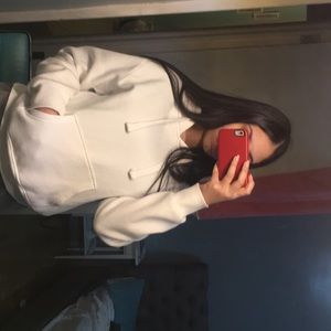 White hoodie S/M Pullover Sweater